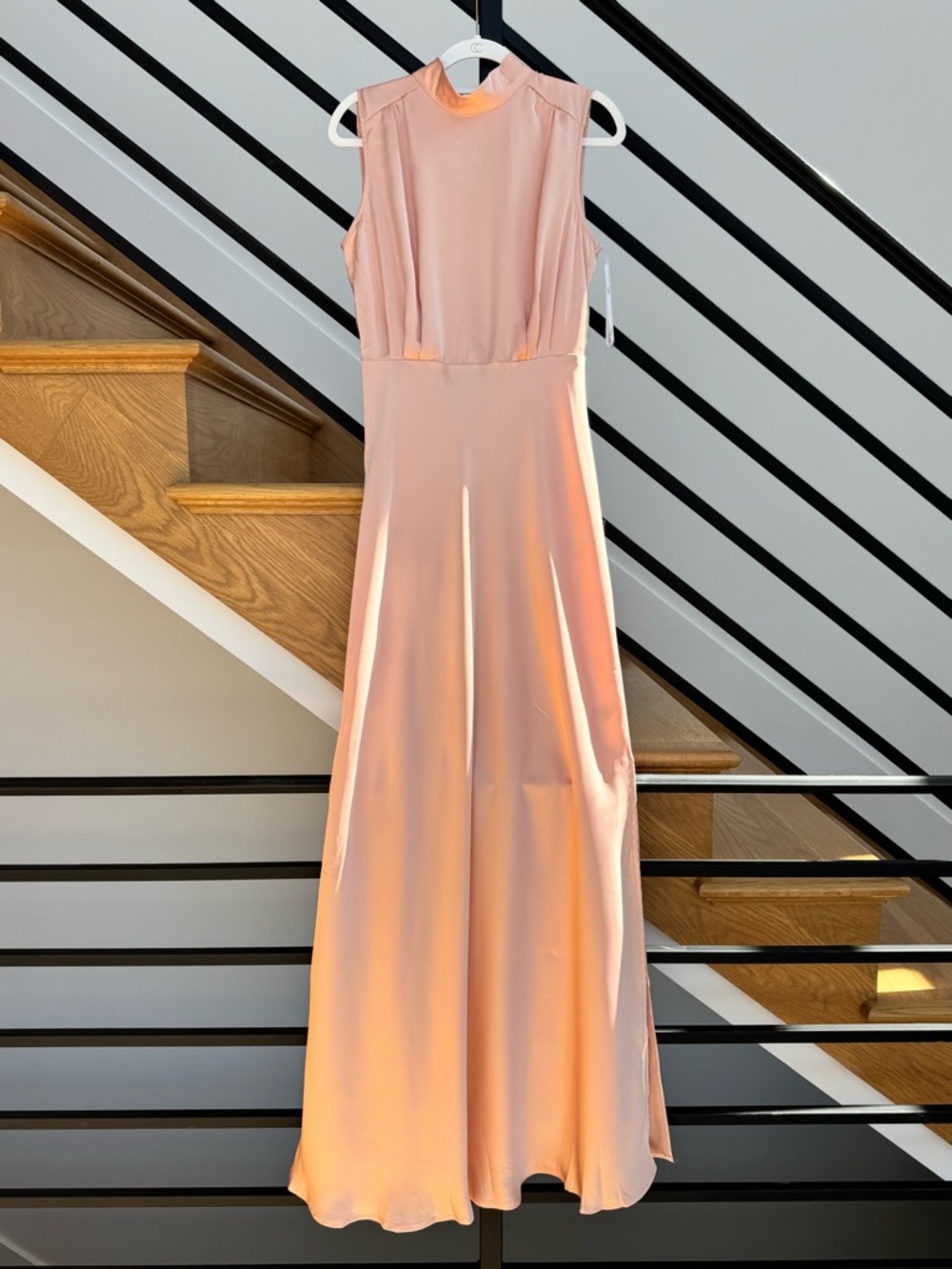 [Never Worn] Lulu's Blush Satin Sleeveless Mock Neck Maxi Dress